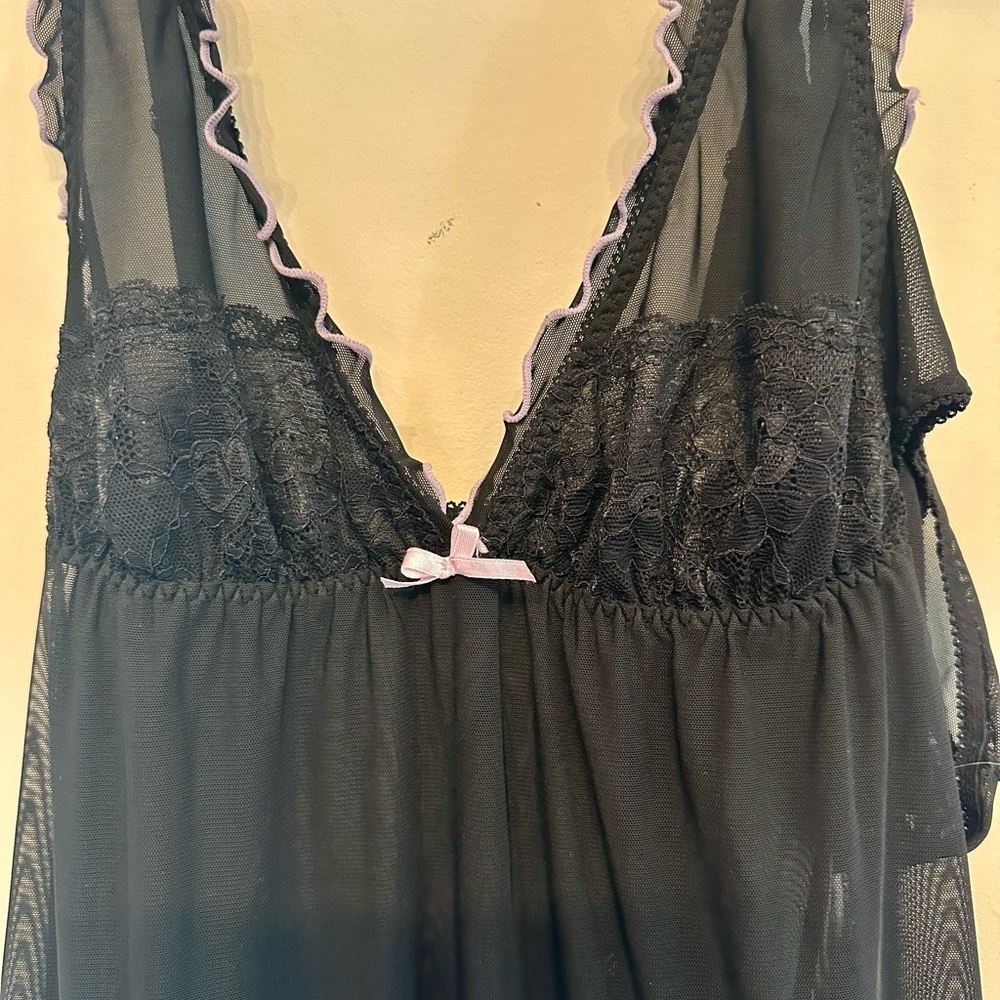 Y2K/Retro Inspired Black & Lavender Babydoll Lingerie Set S/M - Picture 2 of 7